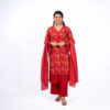 Shades of Red Pakistani Suit with Intricate Embroidery in Sleeves and Kurta Bottom